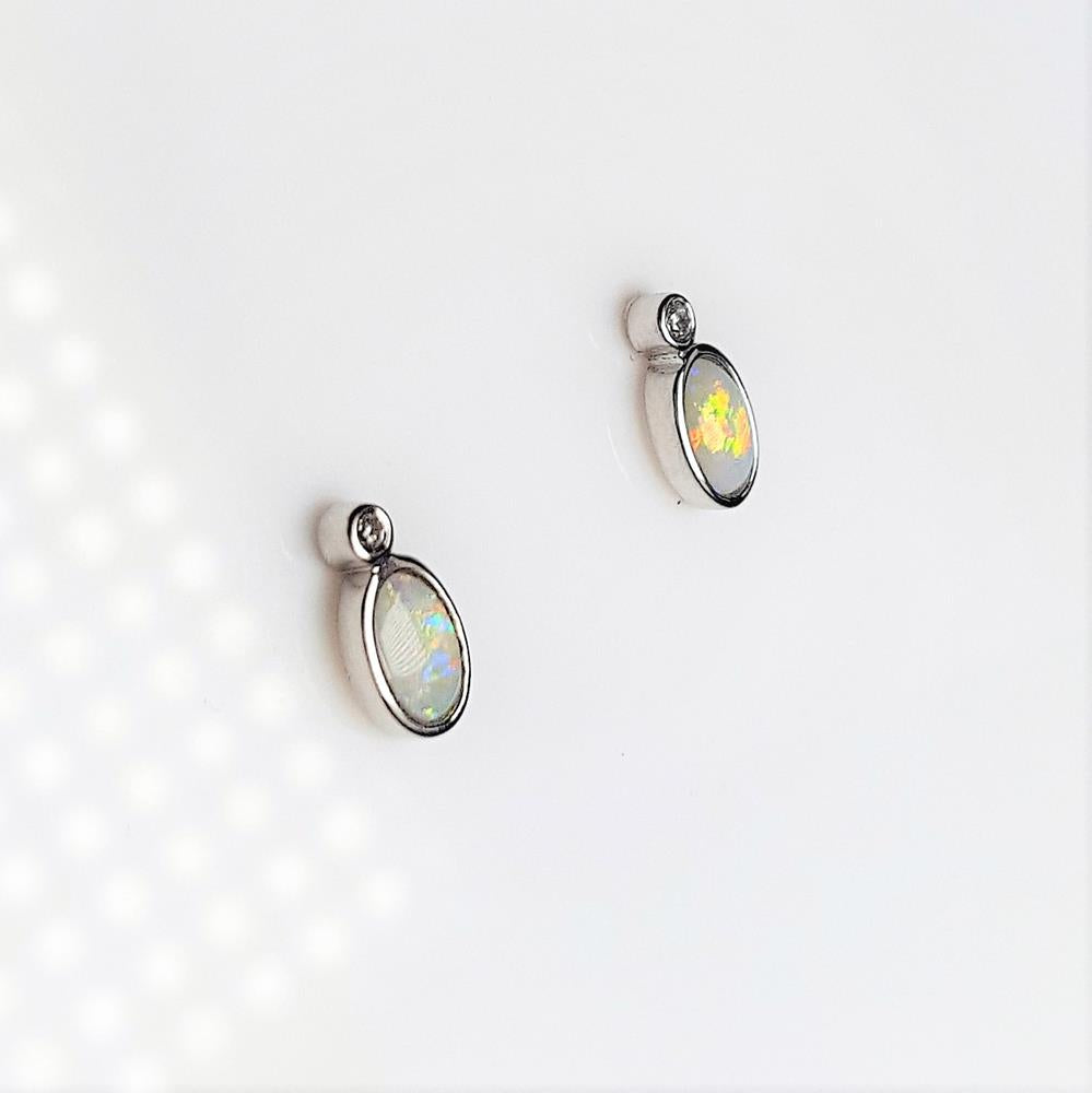 Australian Natural Light Opal Earrings set in 925 Sterling Silver