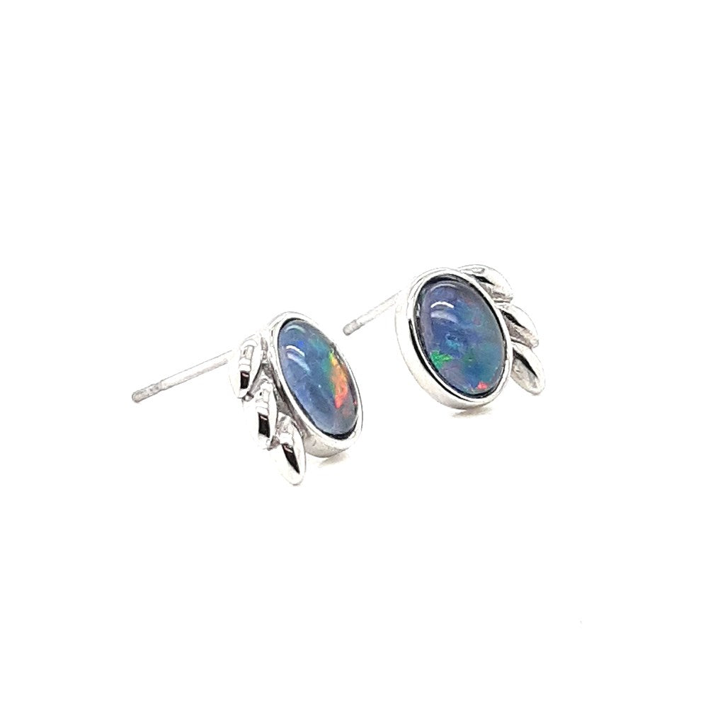 Australian Opal Triplet 7 x 5 mm Earrings set in Stainless Steel