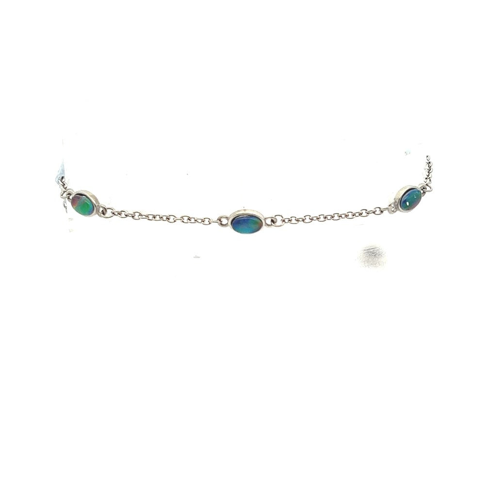 Australian Triplet Opal Bracelet with 3 opals set in Stainless Steel