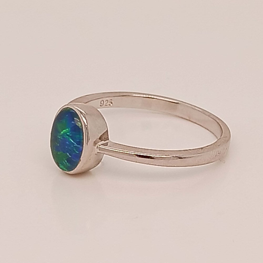Australian Triplet Opal Ring Set in 925 sterling silver
