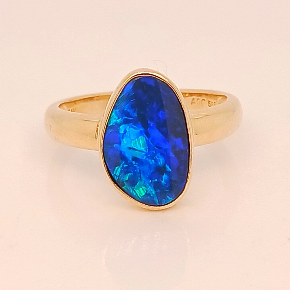 Australian Doublet Opal Ring set in 14k Gold