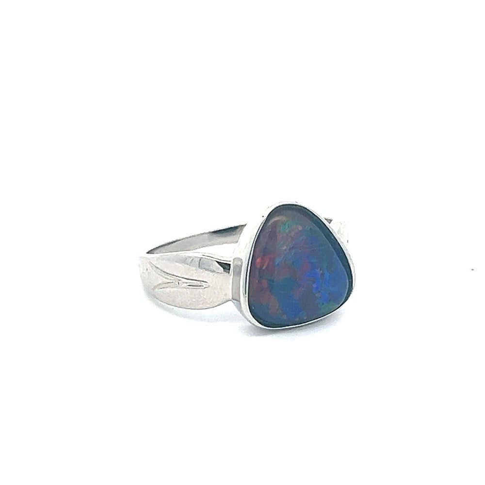 Men's Australian Doublet Opal Ring set in 925 Sterling Silver