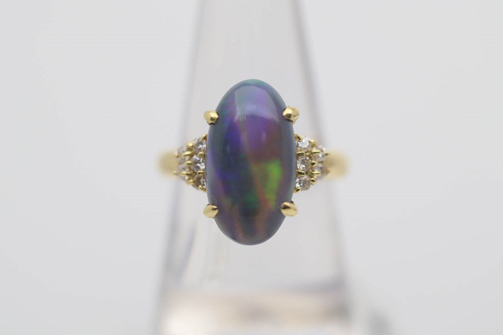 K18 Gold Black Opal Ring