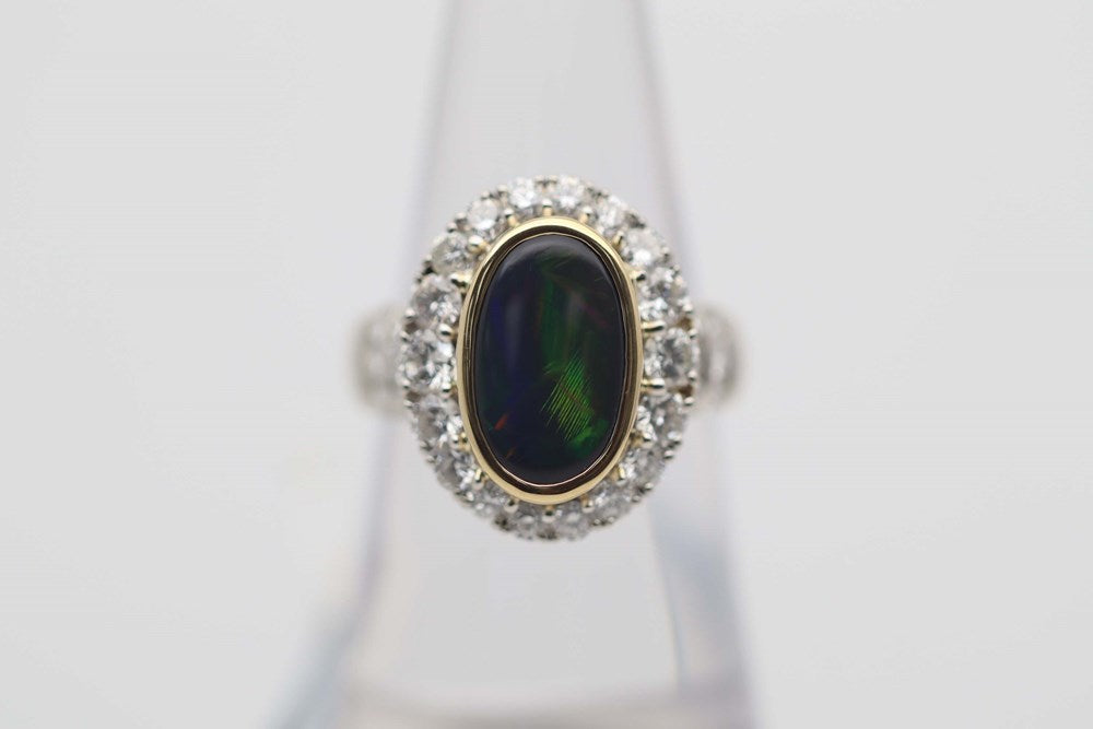 Australian Black Opal set in a 900 Platinum Ring