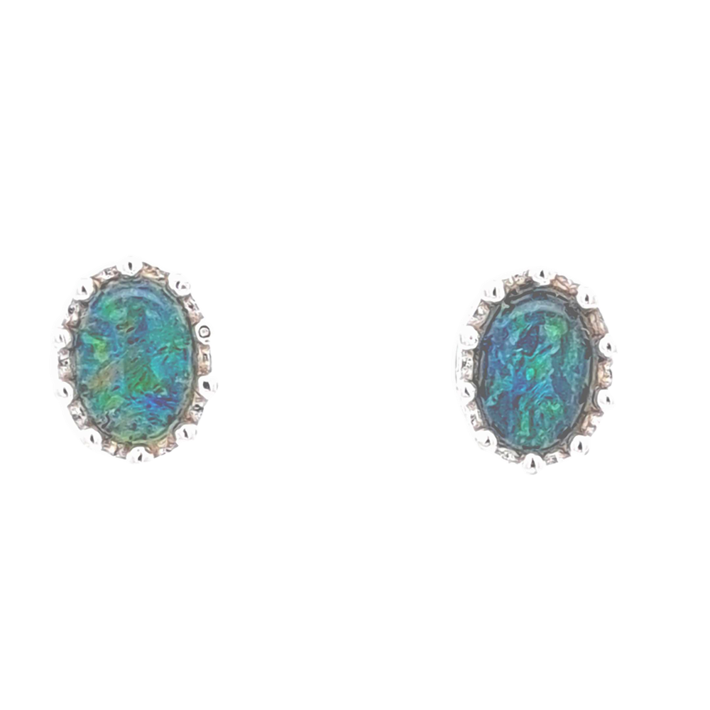 Australian Triplet Opal Earring set in 925 Sterling Silver