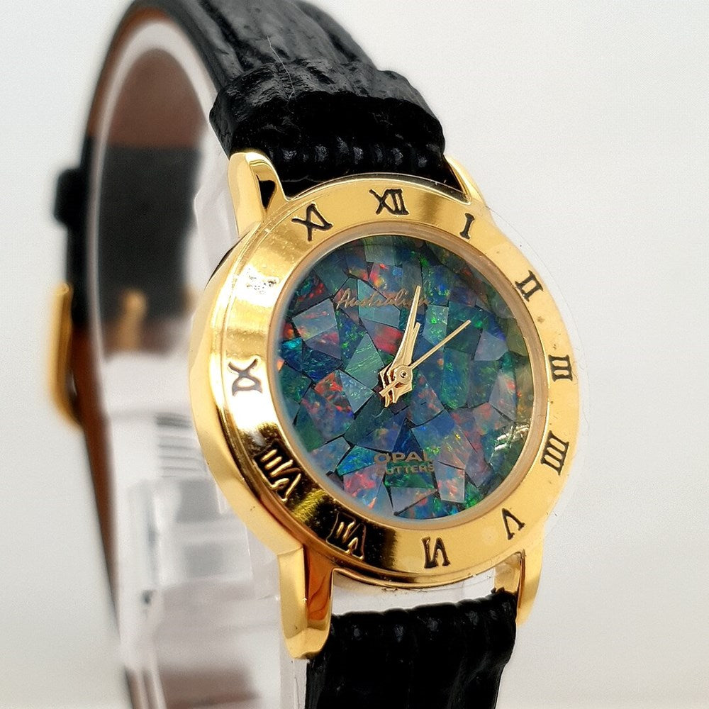 Australian Light Opal Watch 25 mm set in Gold Plated For Women